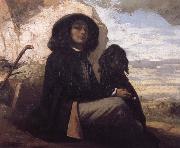 Gustave Courbet Self-Portratit with Black Dog oil on canvas